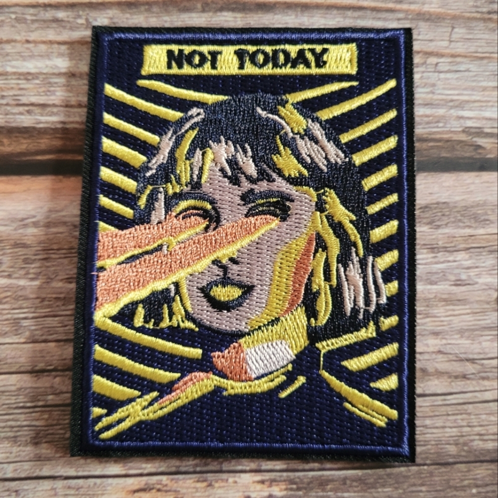 Not Today Lazer Eyes Funny Sassy Lady Hipster Punk Embroidered Iron on Patch